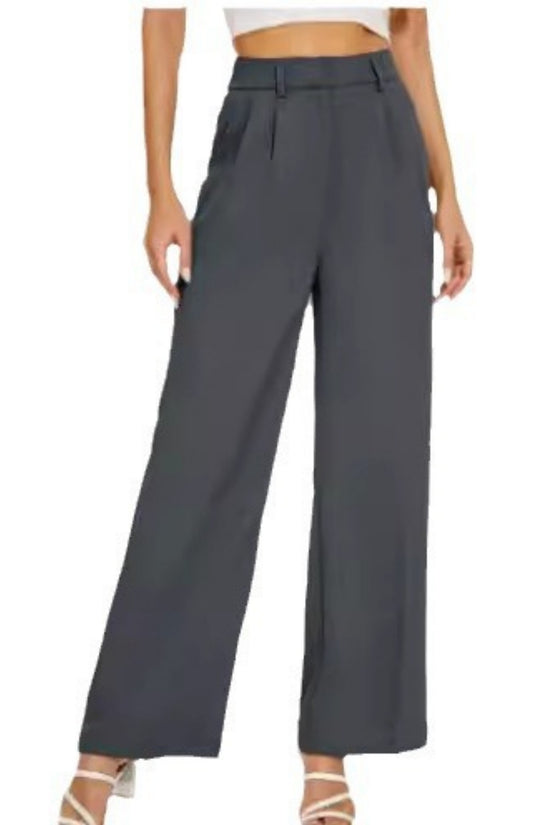 High Waist Straight Trousers With Pockets Wide Leg Casual Pants For Women