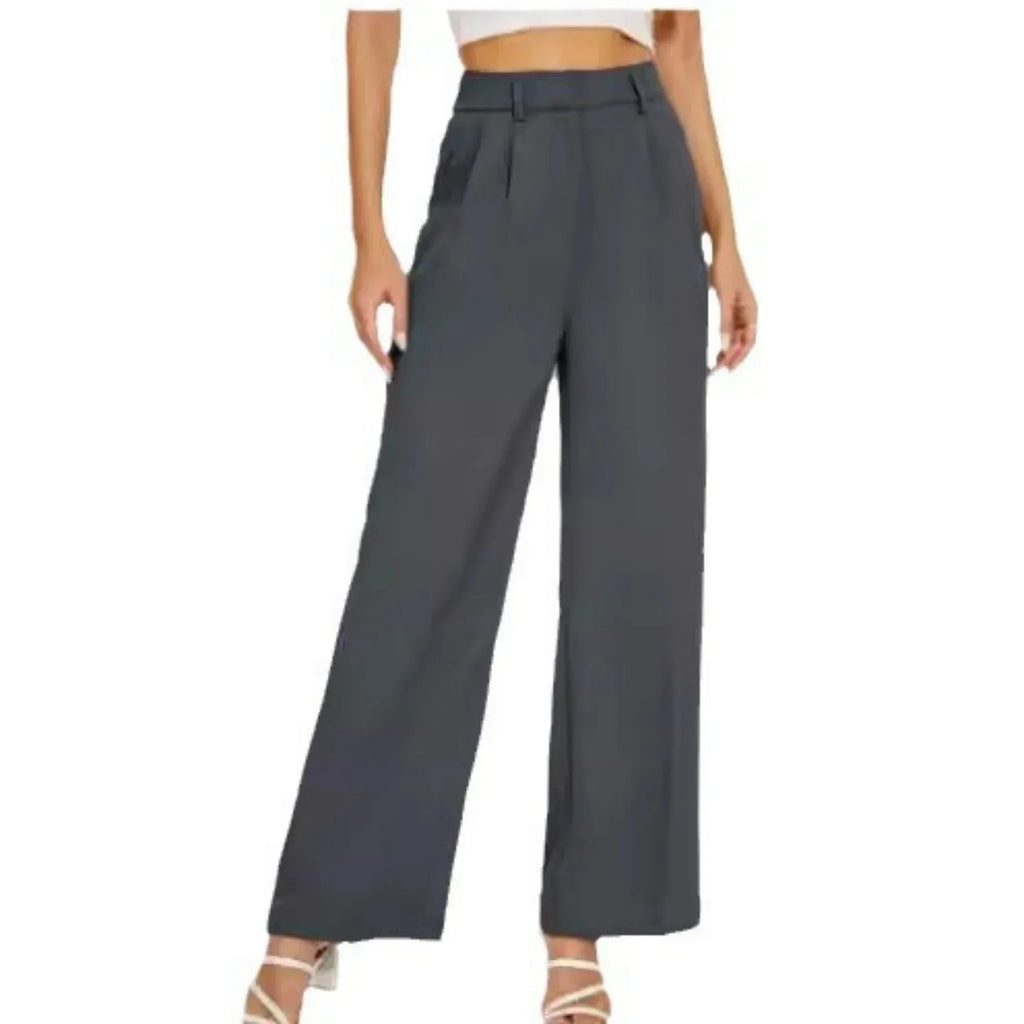High Waist Straight Trousers With Pockets Wide Leg Casual Pants For Women - DanaFashionstore