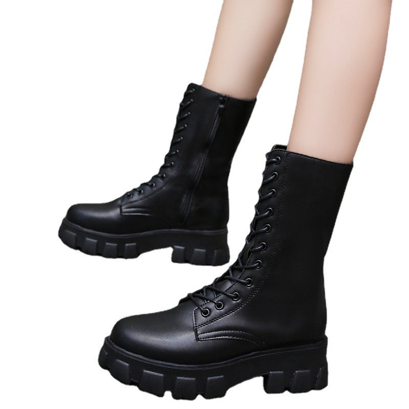 Velvet Mid-tube Microfiber Round Head Artificial Wool Adult Women's Boots