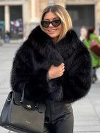 Winter Plush Coat Fashion Warm Thicken Fluffy Lapel Jacket Outwear Casual Long Sleeve Tops Womens Clothing - DanaFashionstore