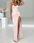 Fashion Suspenders Slim Fit Slit Dress Women - DanaFashionstore