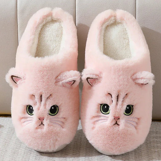 Autumn And Winter Cotton Slippers Men And Women Couple Kitty Cartoon - DanaFashionstore