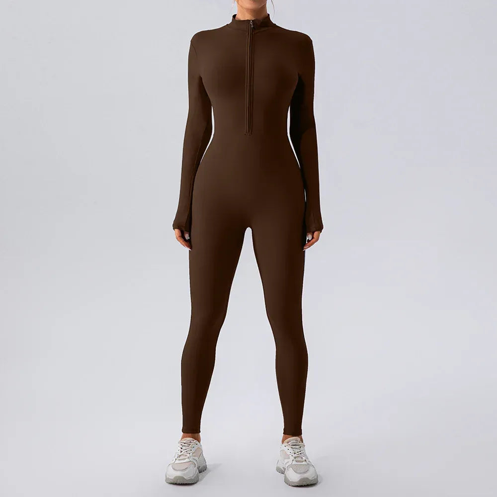 Fleece-Lined Yoga Jumpsuit 2026 - Long Sleeve Warm Tights - DanaFashionstore