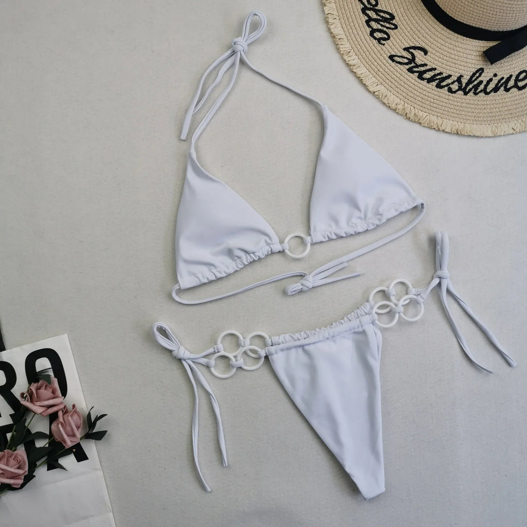 New Women's Split Bikini Double Fabric Lace-up Swimwear - DanaFashionstore