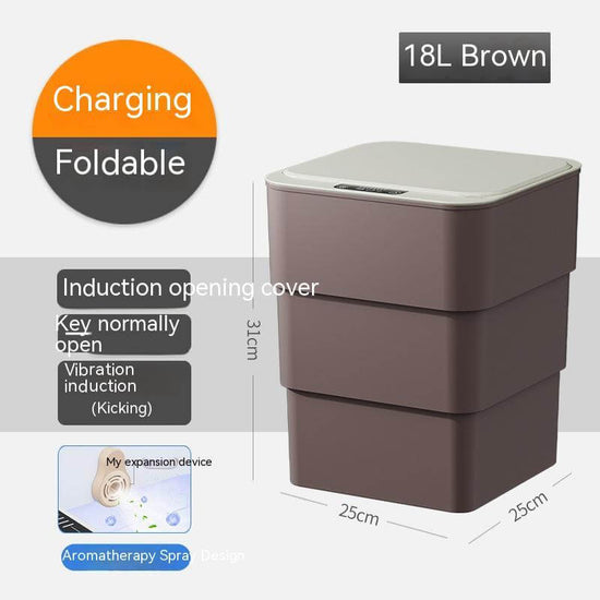 Smart Trash Can With Lid For Bedroom And Living Room Kitchen Storage Box Trash Can Induction Small Car Box Automatic Smart Dustbin Smart Trash Bin $88.62 Dana Fashion Color: Brown base version style: 18L Toys & Hobbies Summary: It senses people approachin