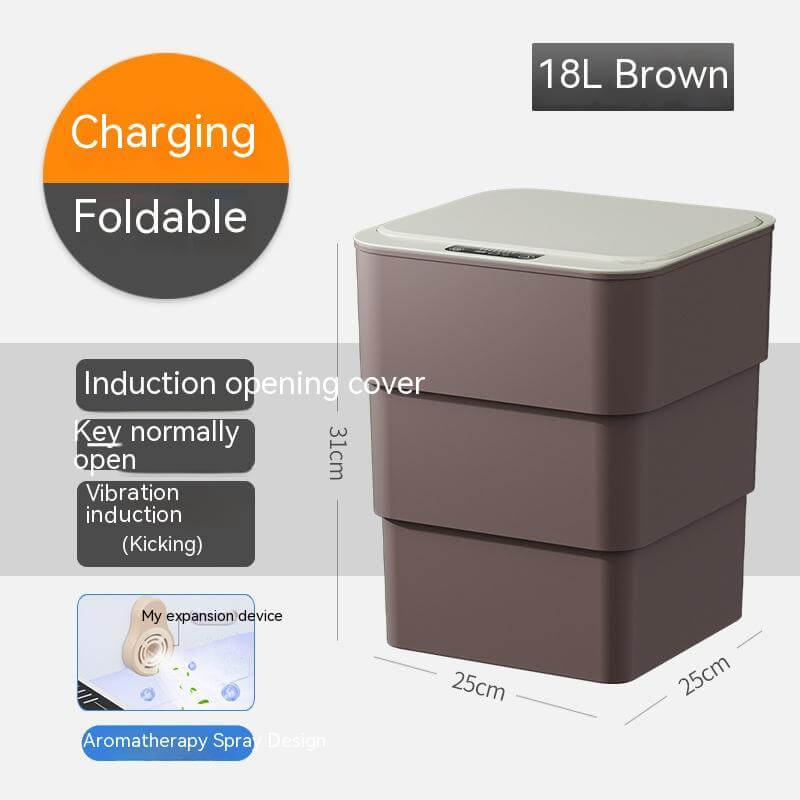 Smart Trash Can With Lid For Bedroom And Living Room Kitchen Storage Box Trash Can Induction Small Car Box Automatic Smart Dustbin Smart Trash Bin $88.62 Dana Fashion Color: Brown base version style: 18L Toys & Hobbies Summary: It senses people approachin