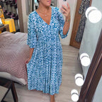 V-neck Floral Loose And Versatile Long Skirt