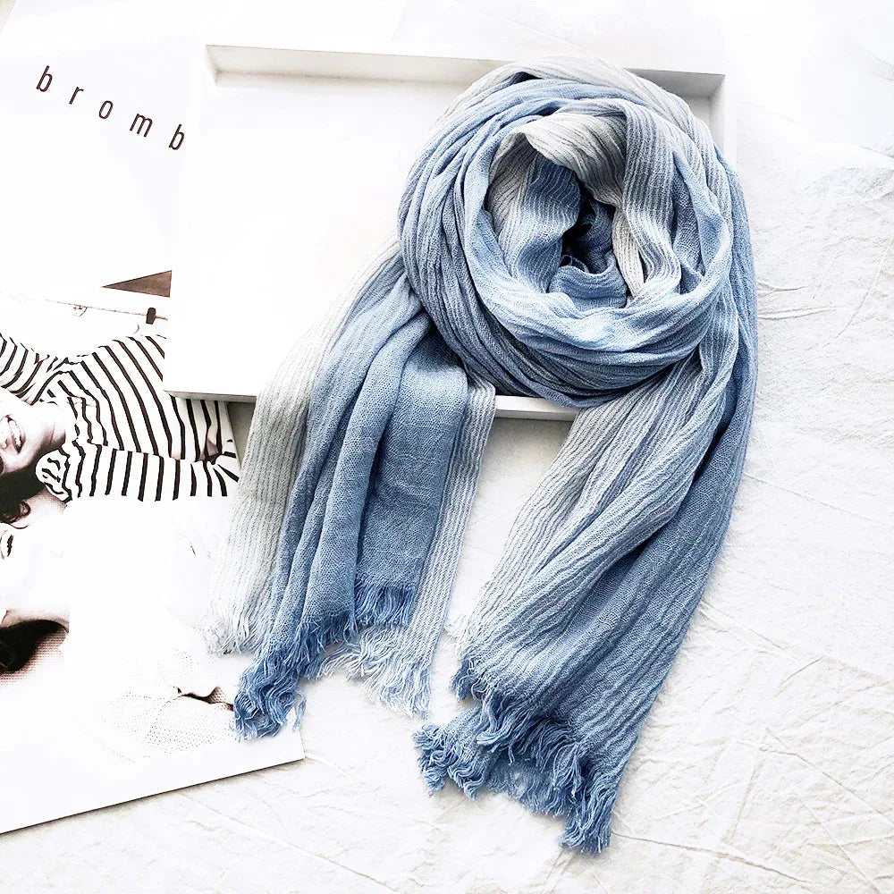 Women's Striped Cotton And Linen Scarf Shawl - DanaFashionstore