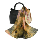 Thin Chiffon Lotus Pond Moonlight Printed Silk Scarf - DanaFashionstore