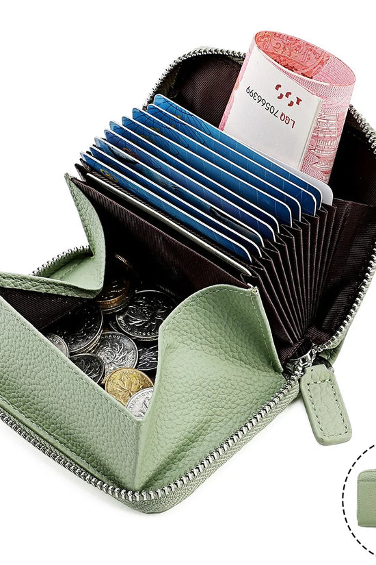 2024 RFID Genuine Leather Card Wallet Men Women Purse With Coin Pocket Zipper Credit Card Holder Small Wallets Bags