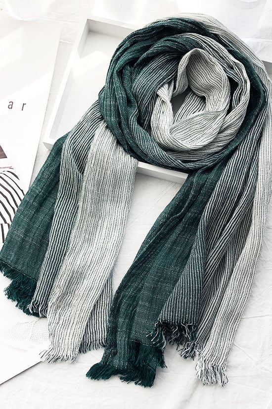 Women's Striped Cotton And Linen Scarf Shawl