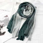 Women's Striped Cotton And Linen Scarf Shawl - DanaFashionstore