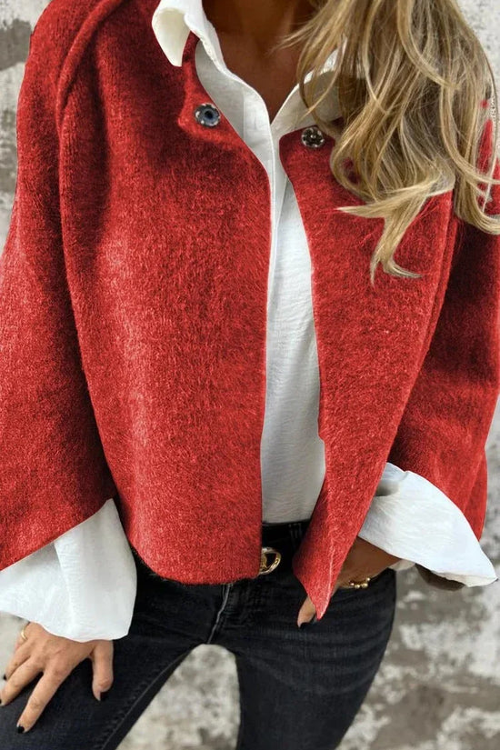 Women's Batwing Sleeve Cardigan Ins Fashion Cropped Jacket Tops Autumn And Winter Loose Short Cashmere Coat - DanaFashionstore