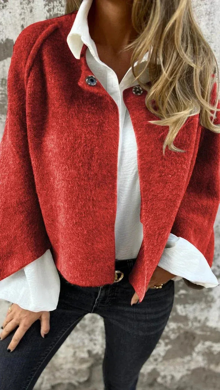Women's Batwing Sleeve Cardigan Ins Fashion Cropped Jacket Tops Autumn And Winter Loose Short Cashmere Coat - DanaFashionstore