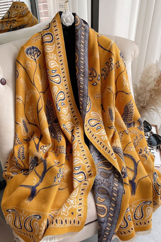 Women's Neck Warmer Office Blanket Cashmere-like Tassel Warm Scarf