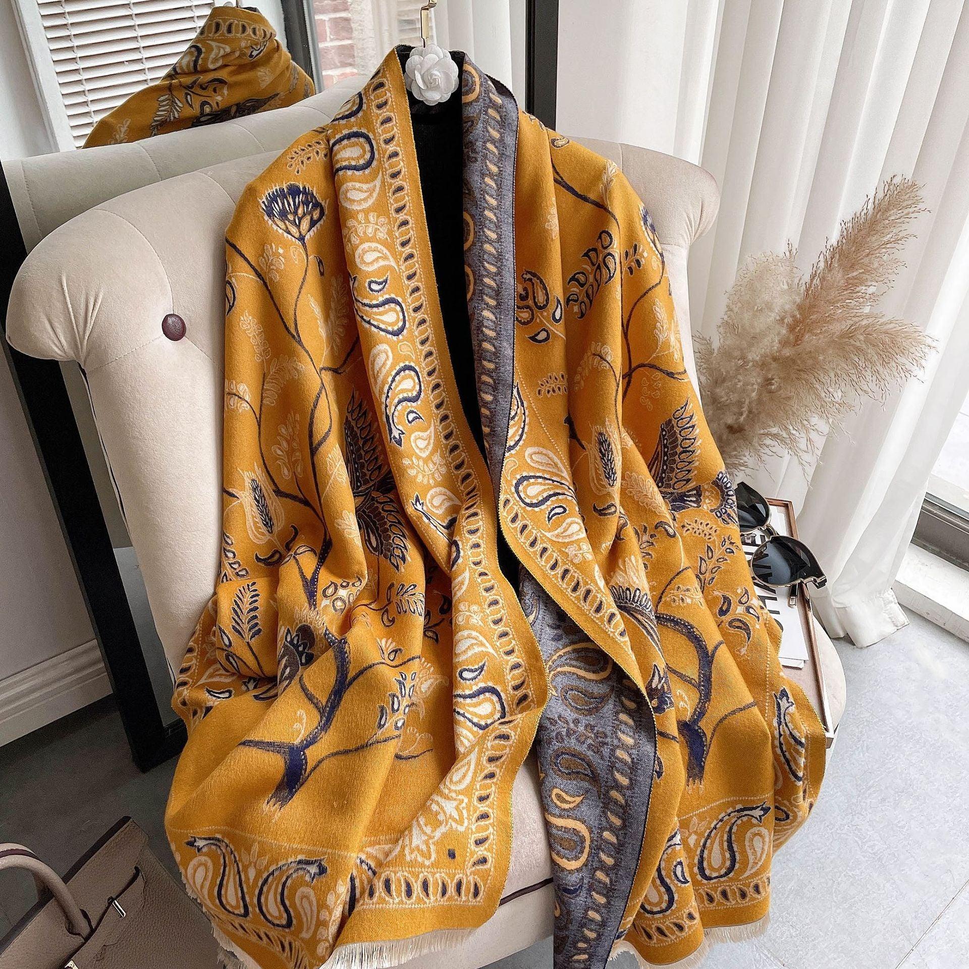 Women's Neck Warmer Office Blanket Cashmere-like Tassel Warm Scarf - DanaFashionstore
