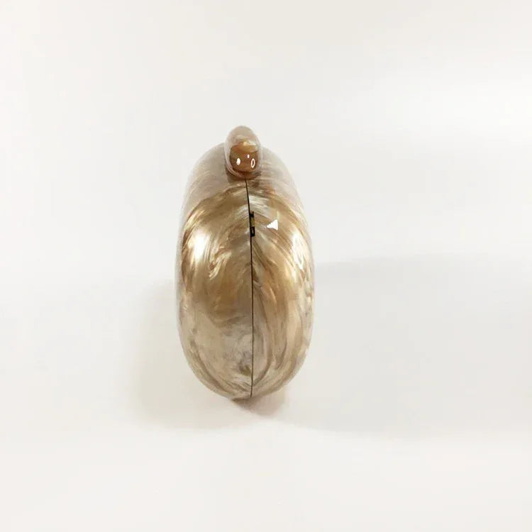 Women's Oval Acrylic Solid Color Pearly Evening Bag - DanaFashionstore