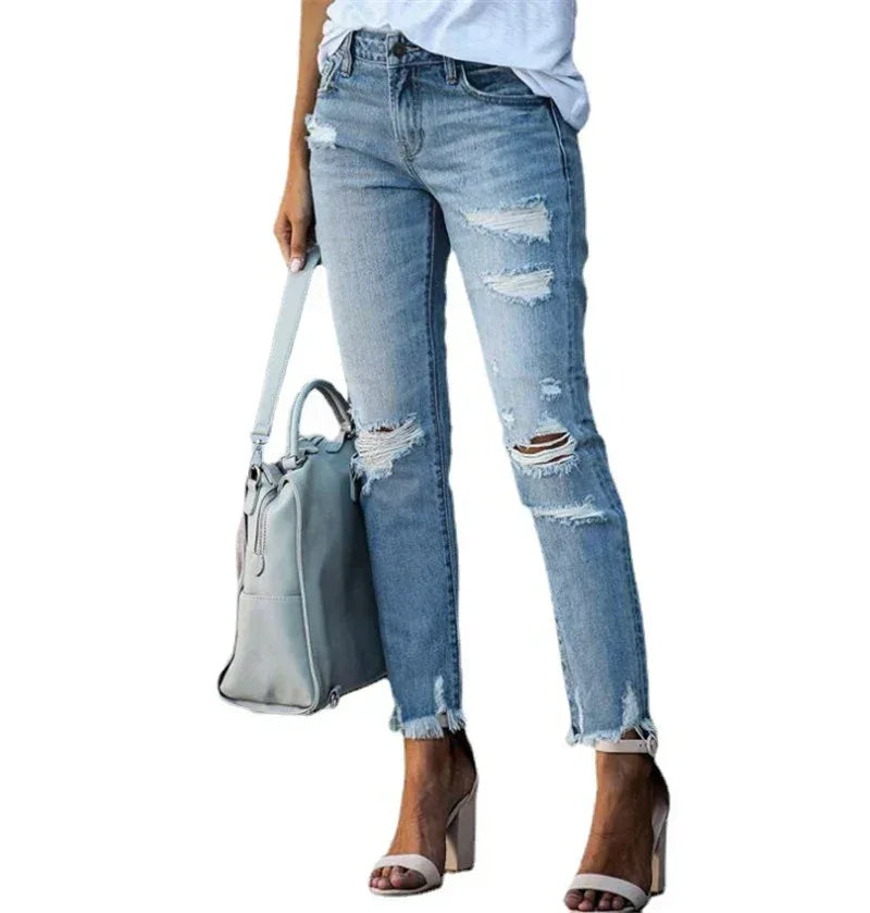 Women's Plus Size Ripped Jeans Trousers - DanaFashionstore