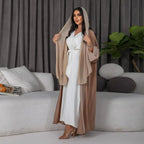 Muslim Cardigan Coat Chiffon Patchwork - Elegant Lightweight Modest Outerwear - DanaFashionstore