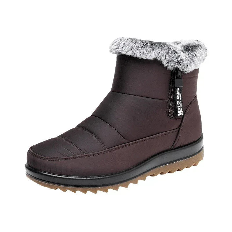 Winter Snow Boot With Side Zipper Fashion Warm Plush Ankle Boots Women's Fleece Short Shoes - DanaFashionstore