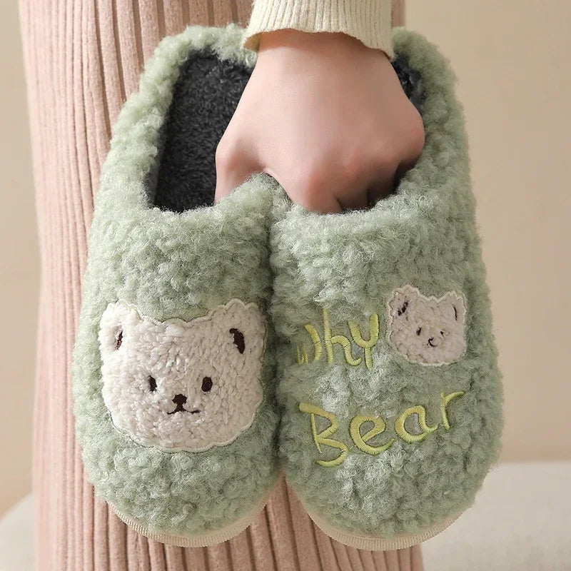 Bear Slippers Winter Warm House Shoes For Women Couple - DanaFashionstore