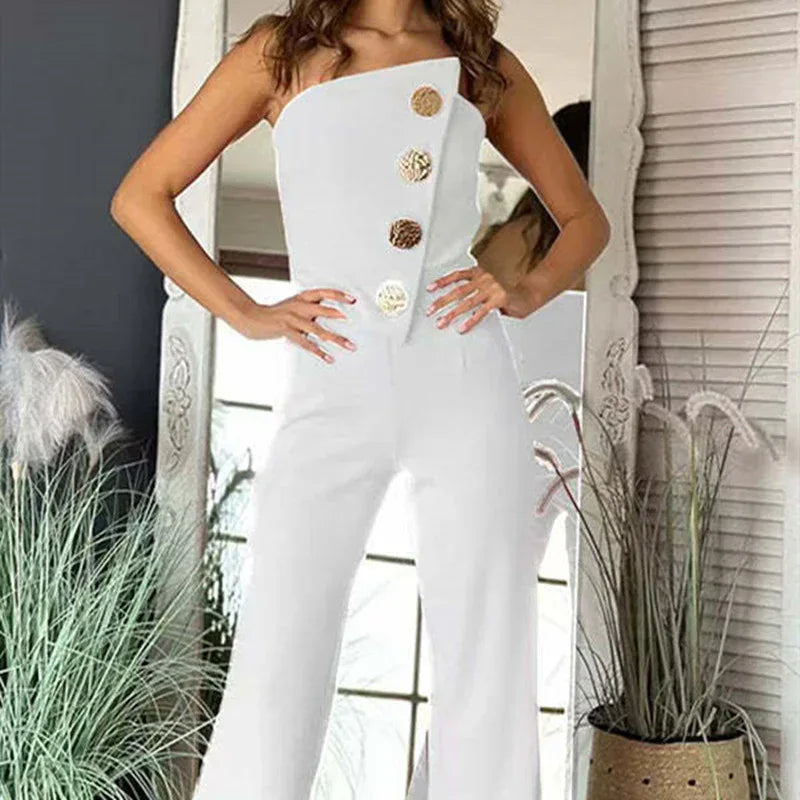 Tube Top Irregular Design Jumpsuit 2026 - Loose Casual Jumpsuit - DanaFashionstore