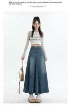American Style Retro Big Swing Denim Spring New High Waist A- Line Slimming Mid-length Skirt - DanaFashionstore
