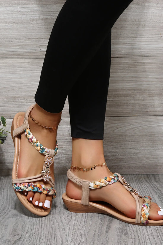 Women's Open Toe Sandals Made Of Color Block Fabric - DanaFashionstore