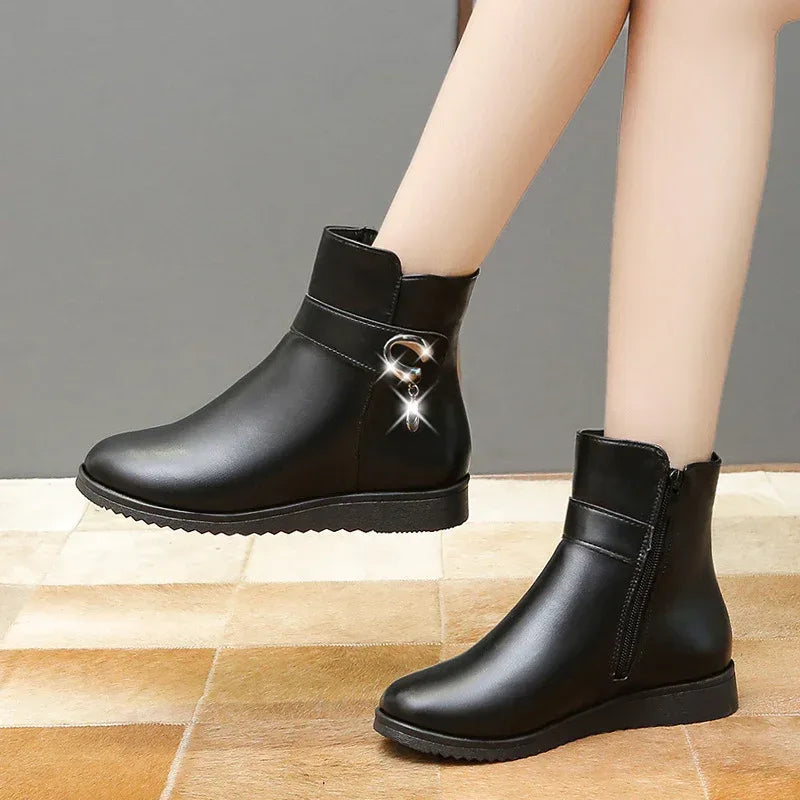 Low Heel Wedge Fleece Warm Mom Cotton Boots - DanaFashionstore