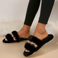 Flower Fluffy Slippers Female Soft Bottom Home Word Cotton Slippers - DanaFashionstore