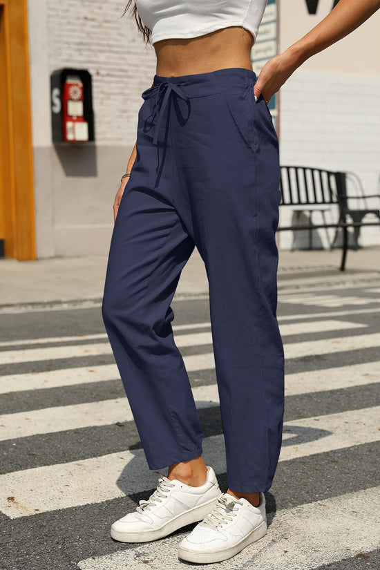 New Casual Linen Drawstring Pants For Women - Comfortable & Stylish - Dana Fashion