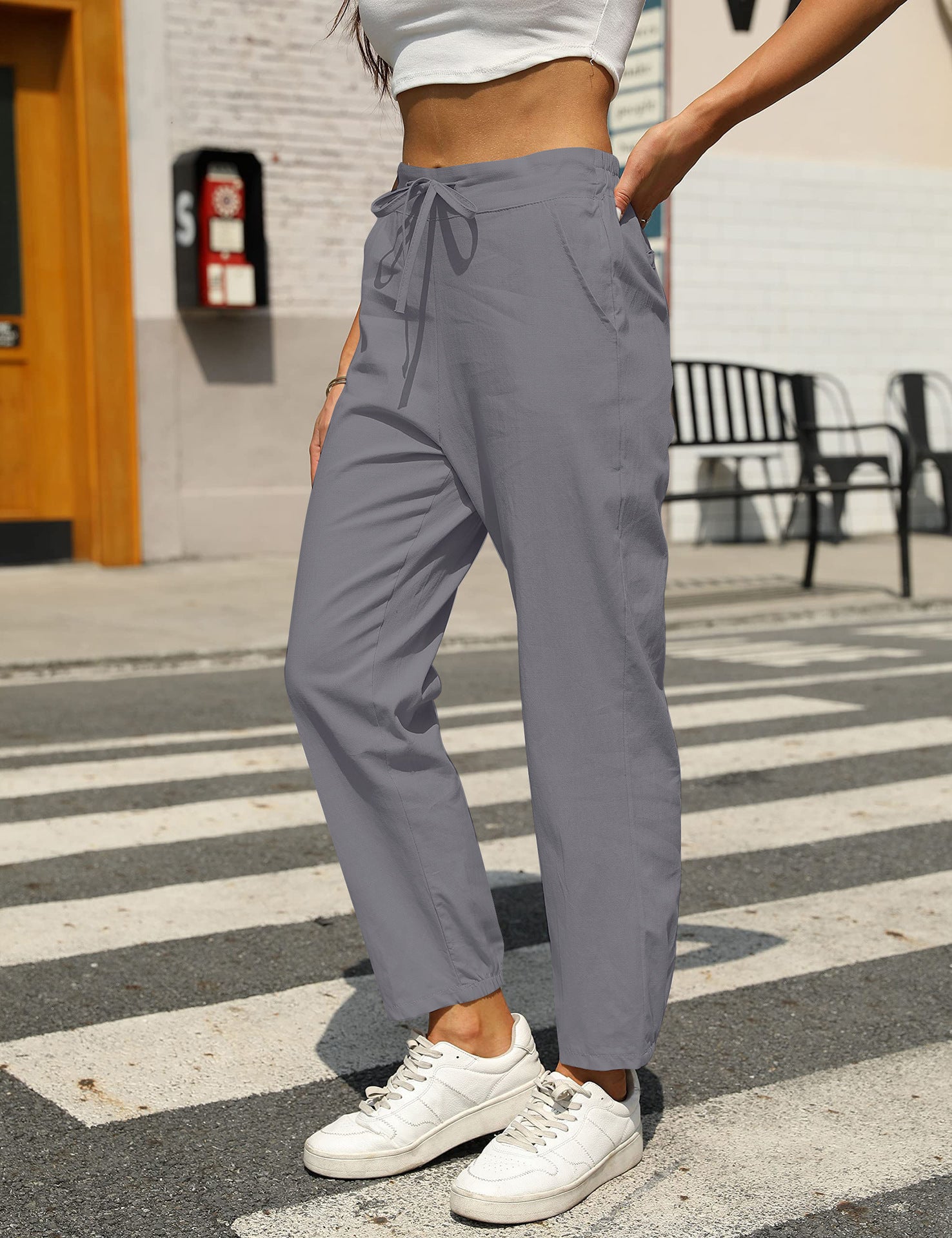 New Casual Linen Drawstring Pants For Women - Comfortable & Stylish - Dana Fashion