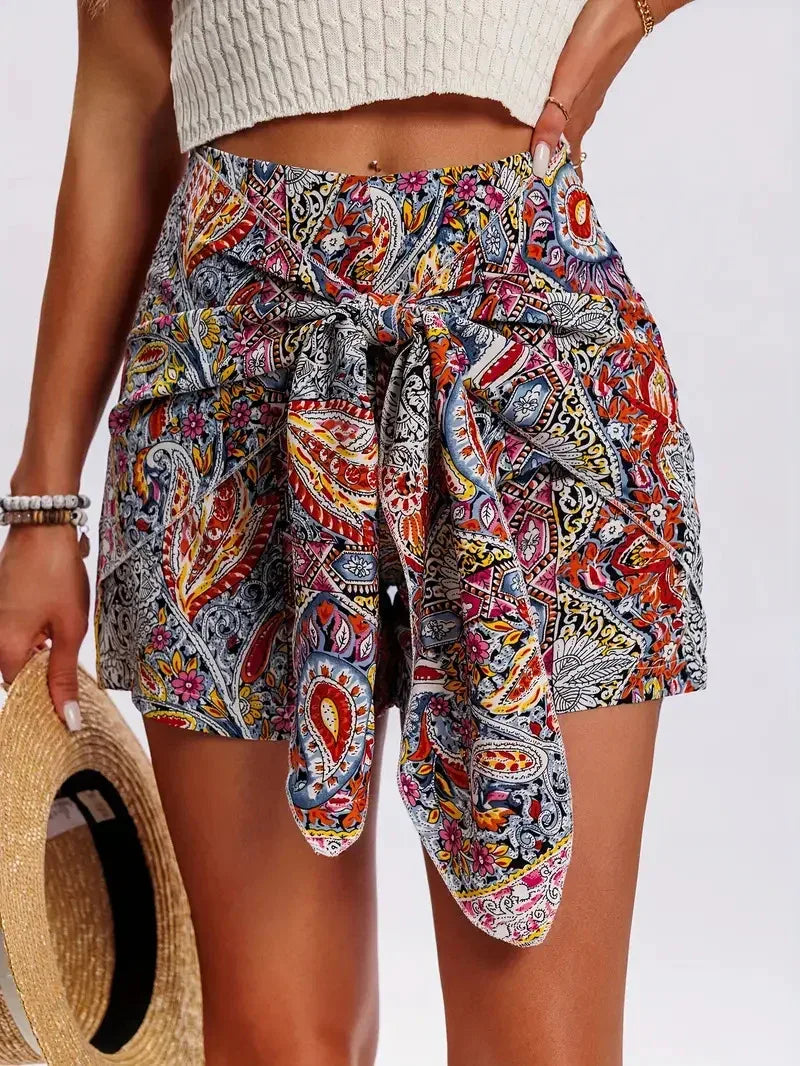 Slimming Lace Up Printed Irregular Skirt For Women - DanaFashionstore