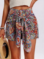 Slimming Lace Up Printed Irregular Skirt For Women - DanaFashionstore
