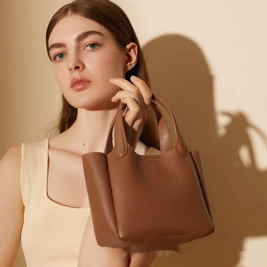 Cattlehide Leather Cross Body Bucket Bag - Dana Fashion