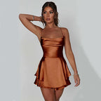 Sexy Suspender Dress Women 2026 - Backless Satin A-Line Party Dress - DanaFashionstore