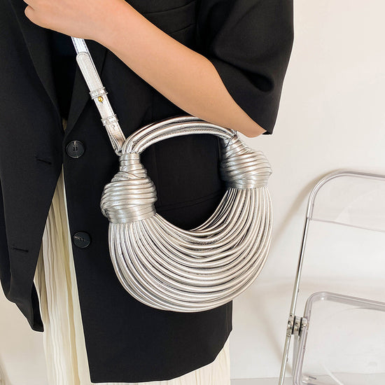 Instafamous Metal Noodles Underarm Bag Fashion Shiny Surface - Dana Fashion