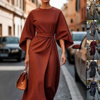 Loose Batwing Sleeve Dress Fashion Waist-tighted Solid Color Elegant Dresses For Women Clothing - DanaFashionstore
