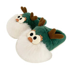 Cute Cartoon Christmas Deer Cotton Shoes Winter Indoor Floor Home Slippers Half-covered Heel Warm Plush Shoes Women - DanaFashionstore