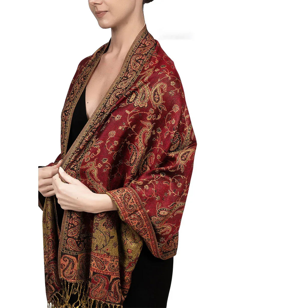 Autumn And Winter Ethnic Style Vintage Tassel Shawl Middle East Paisley Jacquard Scarf For Women - DanaFashionstore