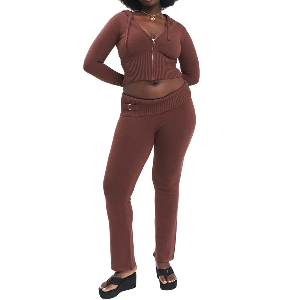 Hoodie Suit Women Leisure Sexy Zip Long Sleeve Sweater And High Waist Long Pants Set - DanaFashionstore