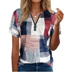 Fashion Casual All-match Square Pattern Short Sleeve - DanaFashionstore