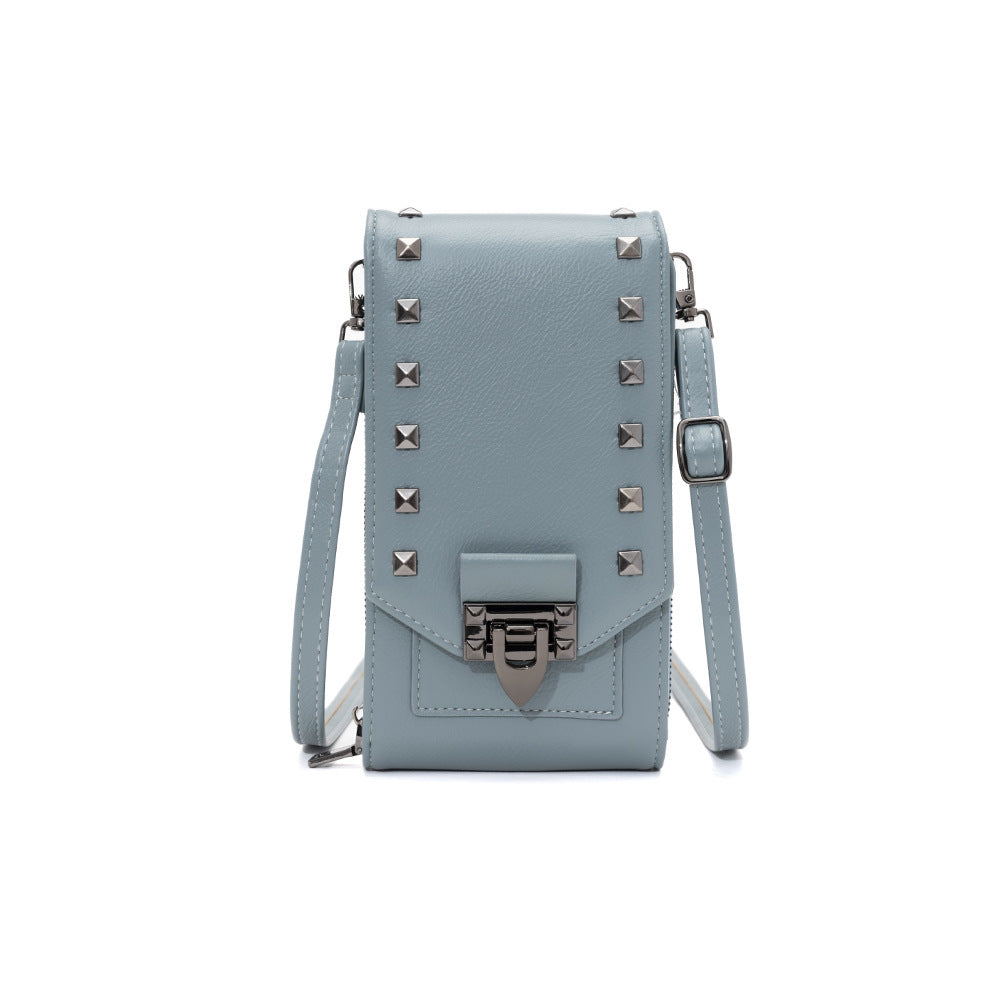 Rivet Design Shoulder Bags Mobile Phone Handbag Solid Color Crossbody Bags Women - Dana Fashion