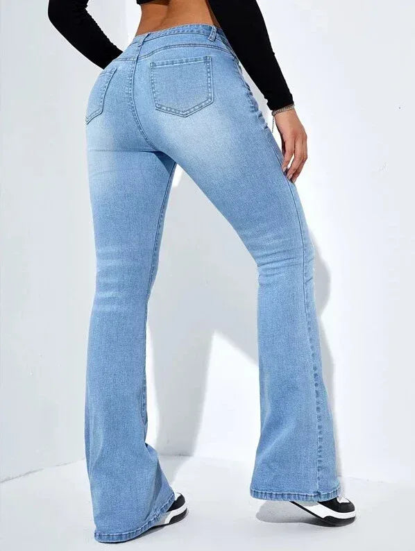 Women's Slim-fit Jeans Pants With Flared Design Fashion Casual High Waist Stretch Trousers - DanaFashionstore