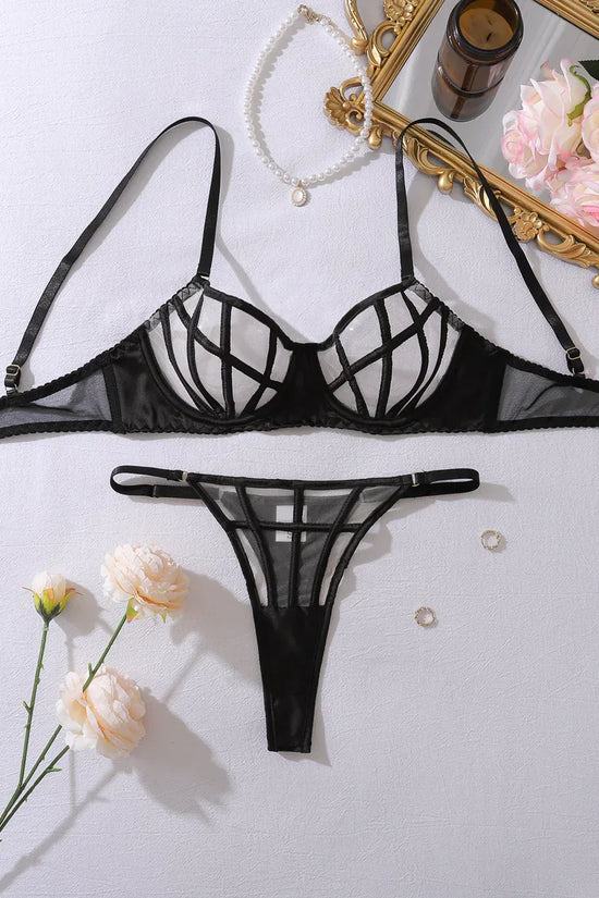 Summer Transparent Mesh Body Shaping Split Adjustment Type Sexy Lingerie Set - DanaFashionstore
