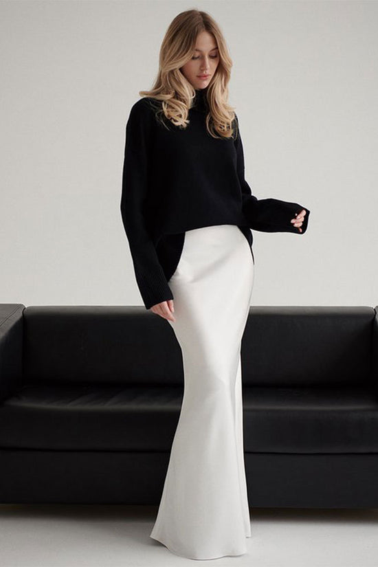 Fishtail Skirt Satin Satin Long