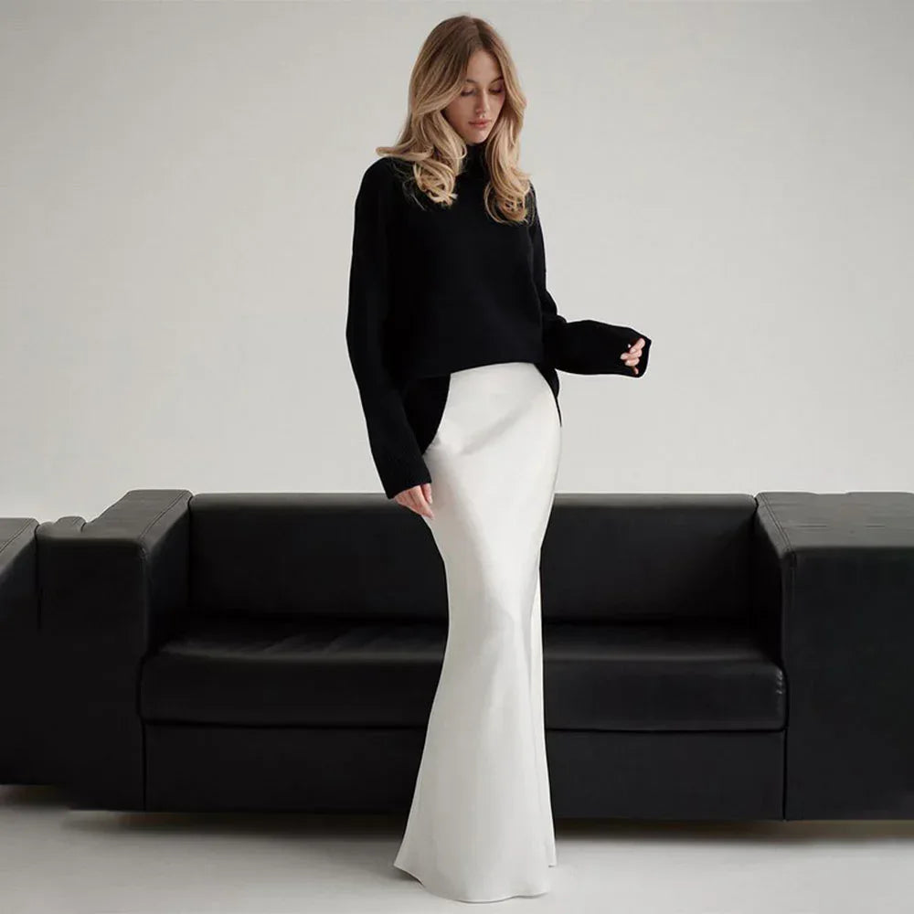 Fishtail Skirt Satin Satin Long - DanaFashionstore
