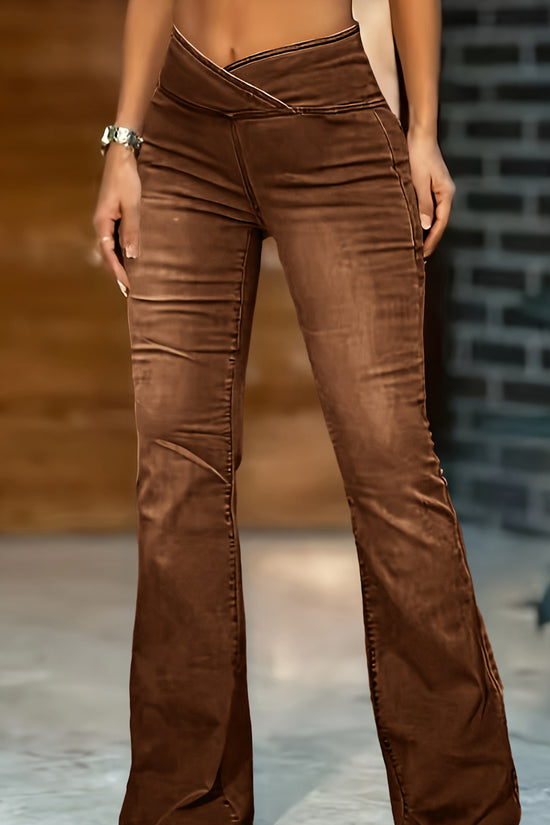 High Imitation Denim Bell-bottom Pants Cross-border Hip Lifting European And American Women Bell-bottom Pants
