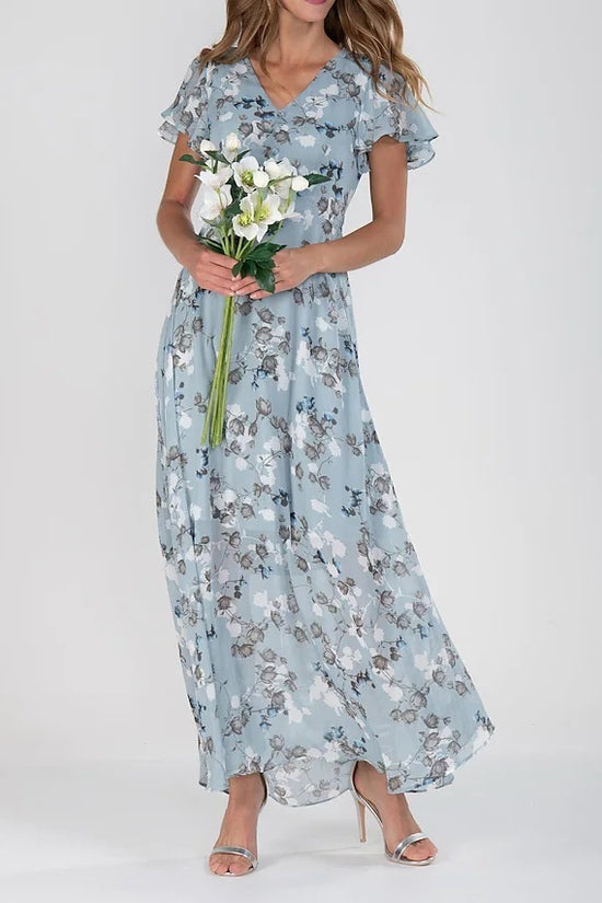 Flowers Print Short Sleeve Dress Summer Fashion Ruffle Beach Dresses Women's Clothing