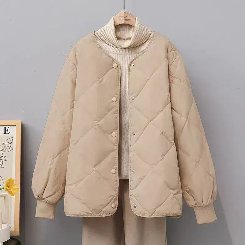 Rhombus Down Jacket Women's Short Coat - DanaFashionstore